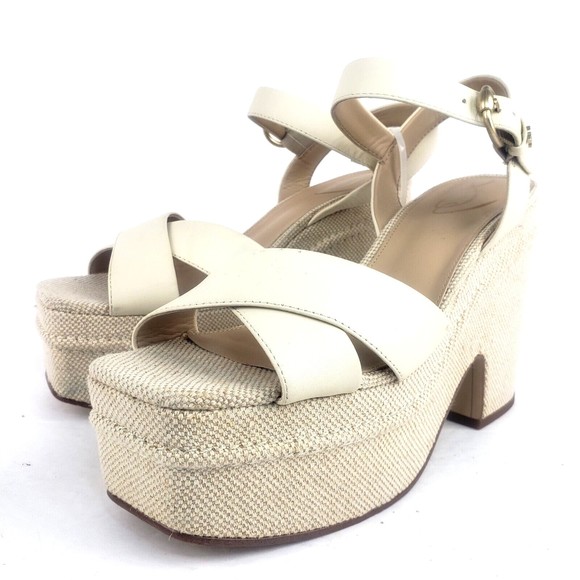 Sam Edelman Women's Sandals Trianna Platform Heels Ivory  size 9.5 - Picture 1 of 16